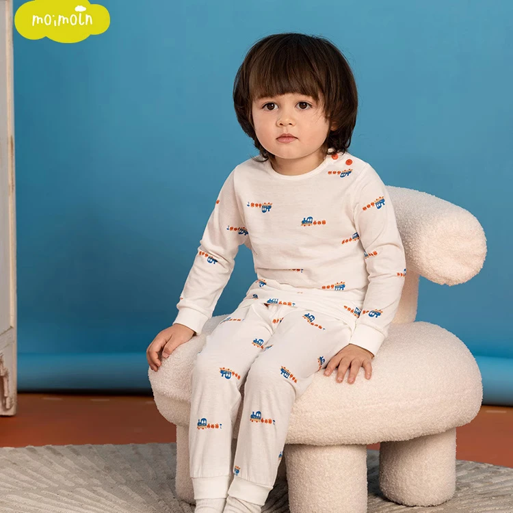 moimoln小云朵童装春季新款儿童内衣套装上衣裤子两件套