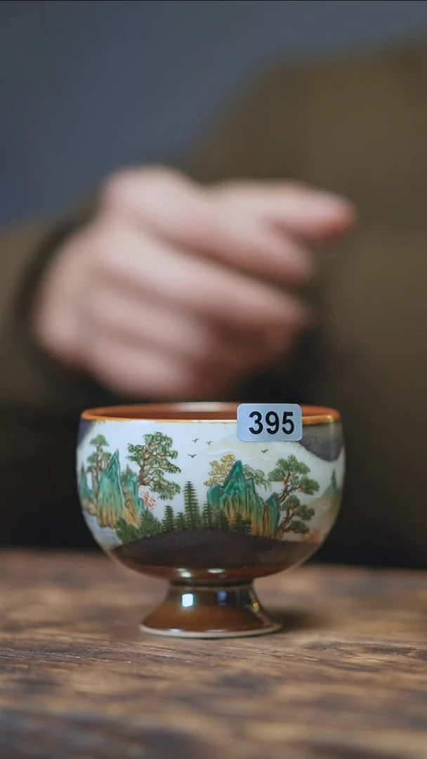 【闪购商品】395景德镇手绘山水窑变杯