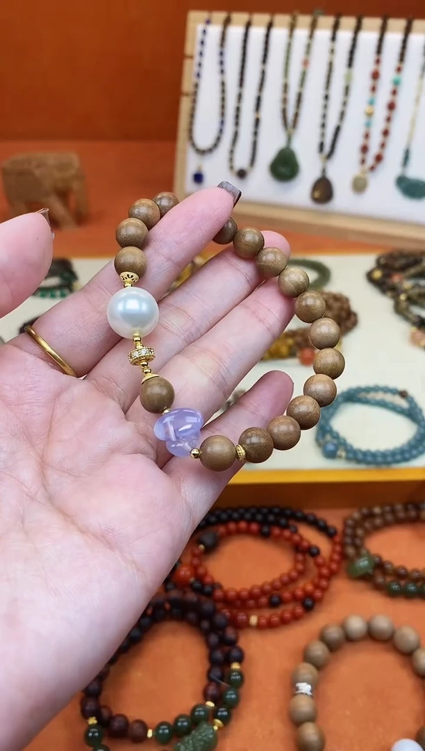 手串檀香木未镶嵌单圈印度老山檀水晶手串