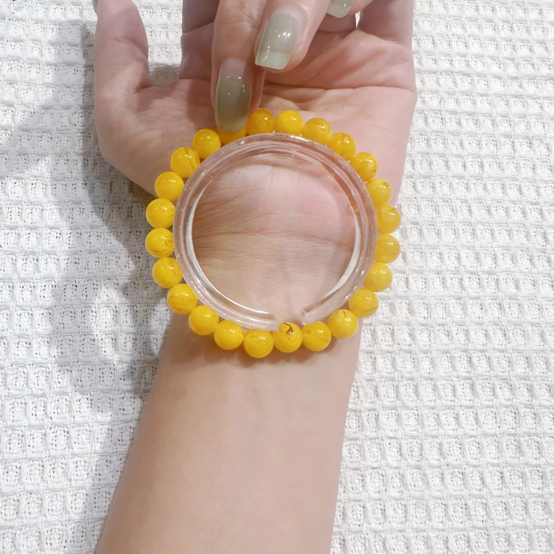 蜜蜡鸡油红8MM素圈手串