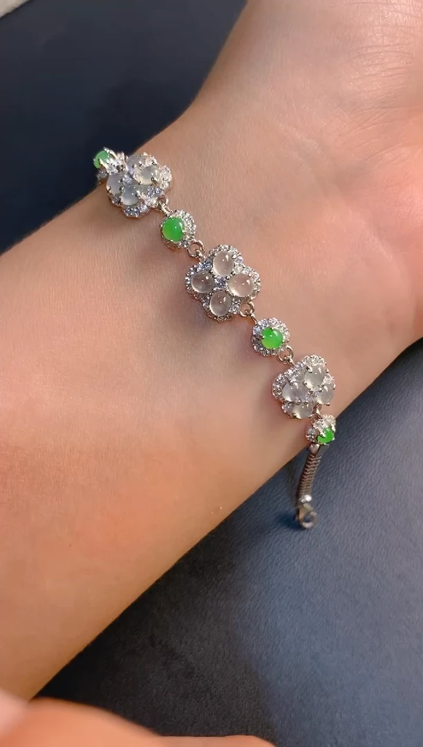 翡翠银S925镶嵌耳饰天然