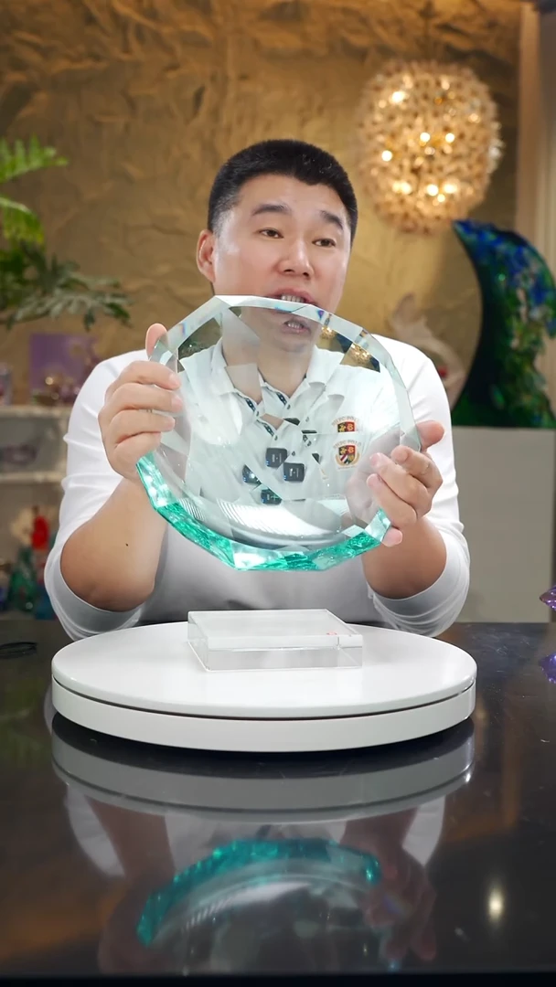 手工艺品琉璃福利湖水蓝切面果盘