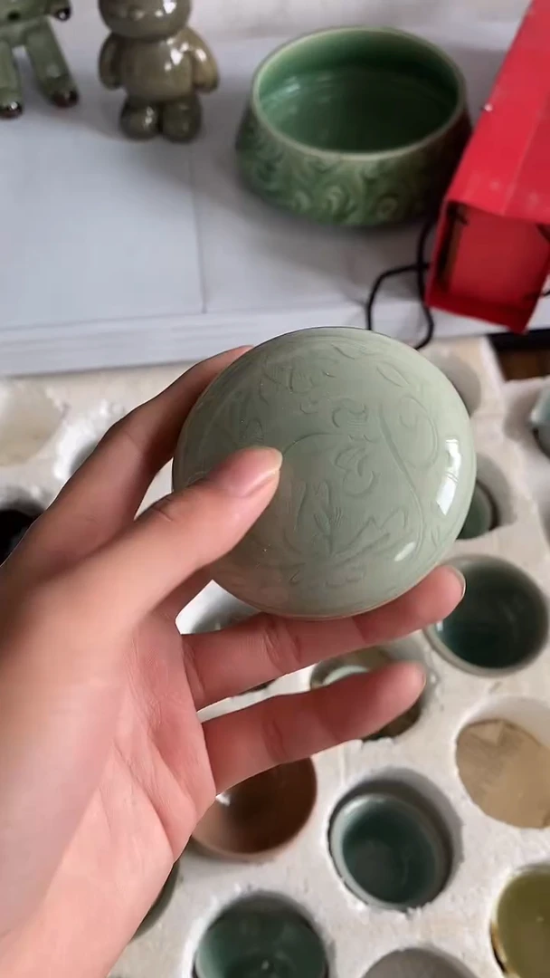 【山隐青瓷】龙窑柴烧盒子   微瑕