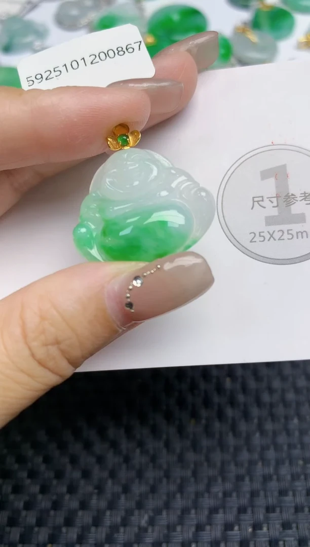 颈饰18K金镶嵌翡翠天然缅甸A货翡翠百元以上9元证书费自理