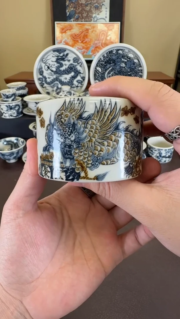 二号釉貔貅纹扳指杯