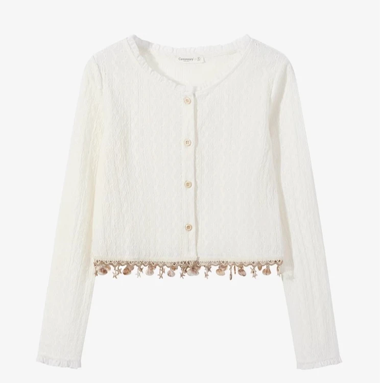 羊城故事-夏日贝壳小星吊坠上衣短款款式百搭小众开衫Y50248303