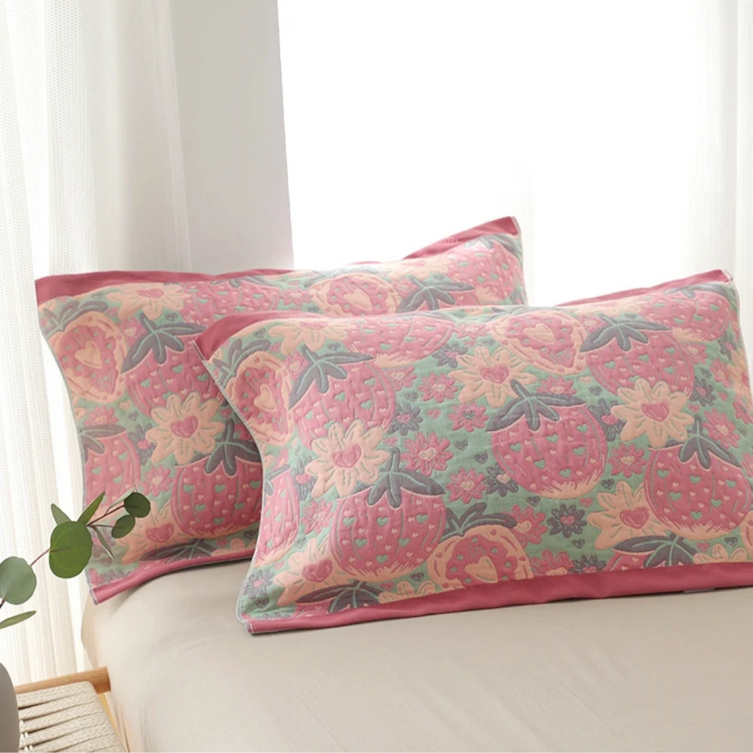 【大草莓】-纯绵枕巾-（纱布52*78）