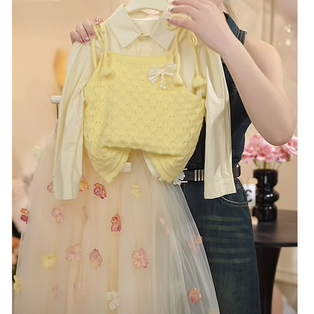 【可儿家】女童2025春季时尚韩版洋气长袖百搭甜美气质套装-3063