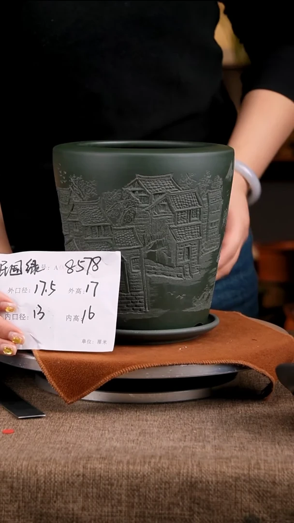 紫砂花盆花卉工艺8578+z果绿