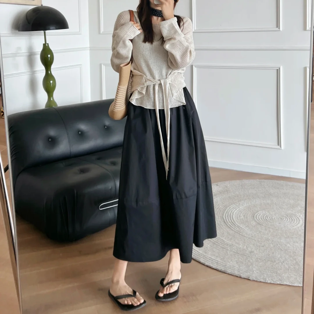 设计师款花苞裙女2025夏季新款松紧腰A字显瘦遮肉洋气流行半身裙