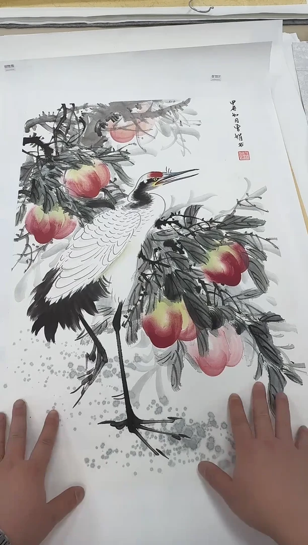 国画同类型随机仙桃鹤