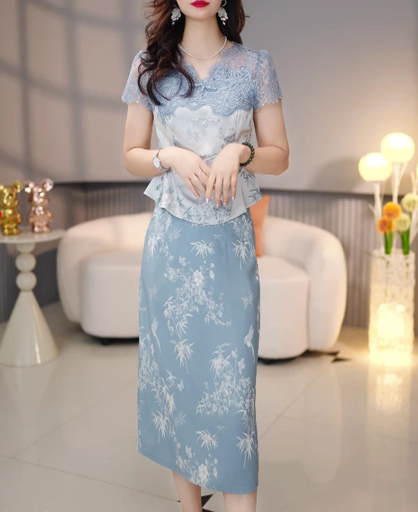 【套装定制】B1369图片色套裙优雅气质时尚减龄休闲显瘦夏季两件