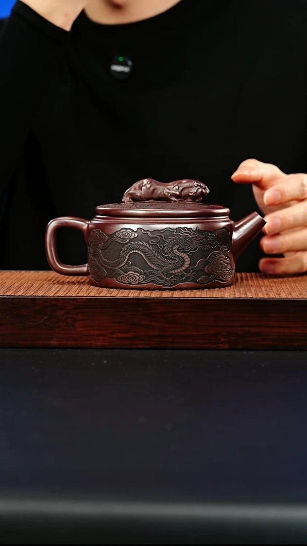 茶壶紫砂宜兴紫砂 卧虎藏龙 石红 李琴 h693