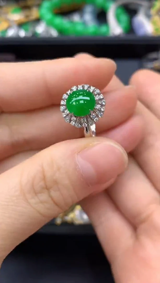 18K金镶嵌戒指翡翠443-中国好珍宝