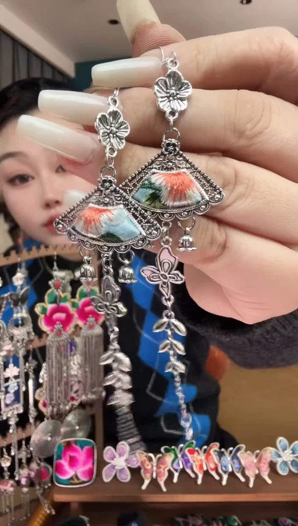 刺绣纯手工民族风刺绣耳环