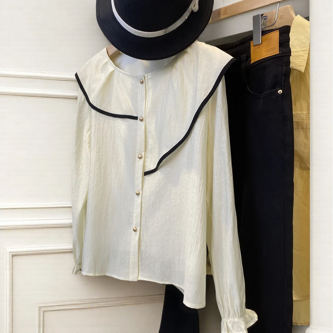 法式荷叶边衬衫上衣女2025年夏季新款别致设计感气质春游出行衣服