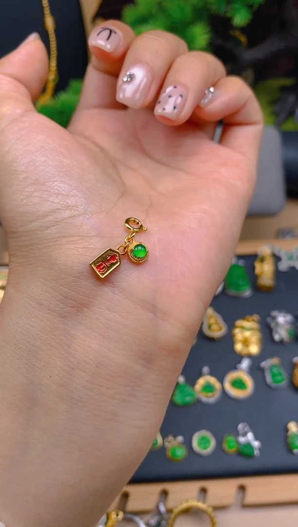 吊坠(不含链)银S925镶嵌翡翠提溜