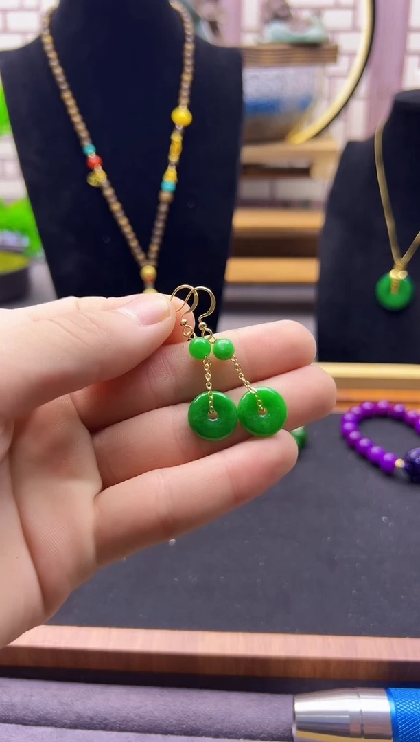 【闪购商品】翡翠耳饰14K金镶嵌E104