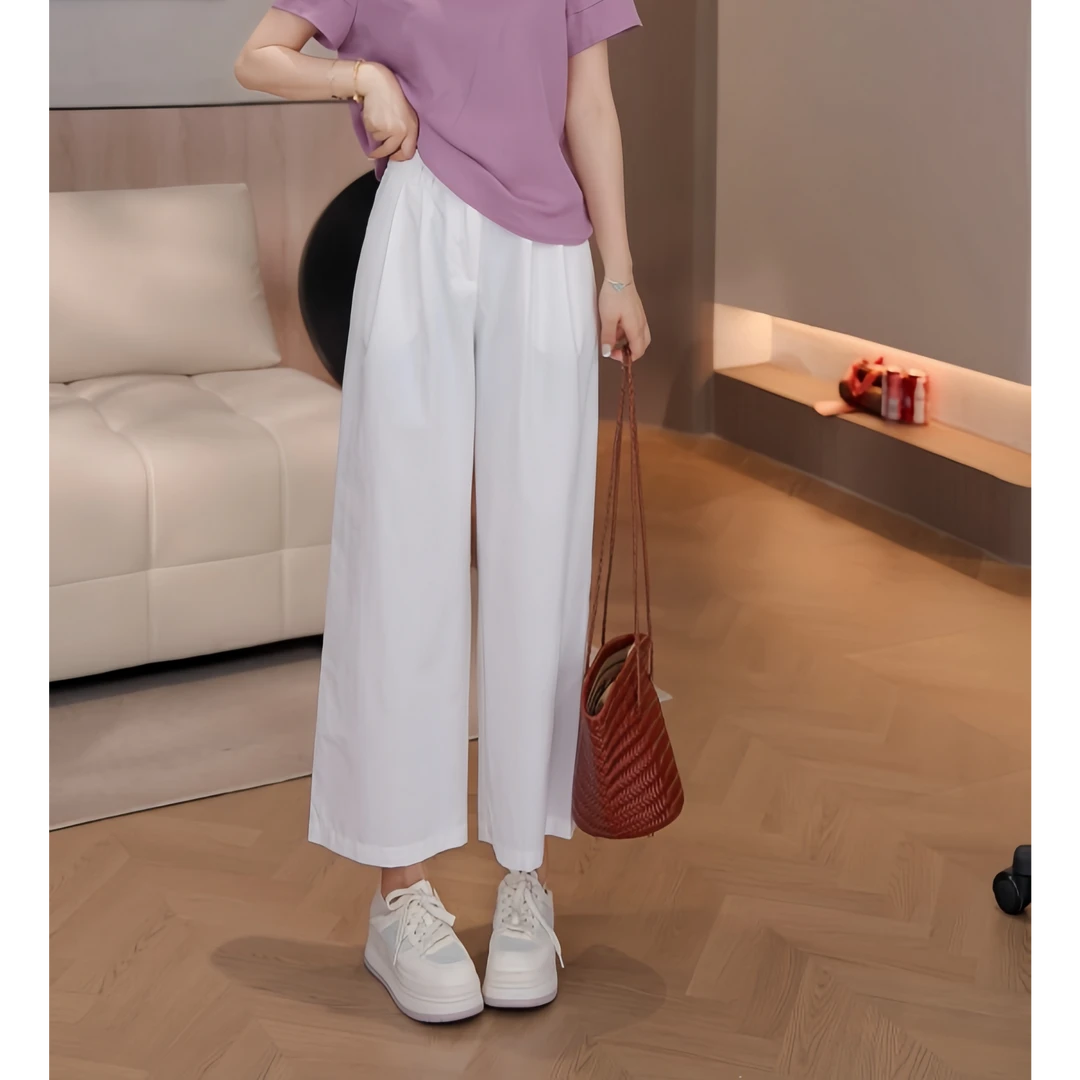 豆豆7【超薄空气裤】 九分直筒阔腿裤女夏季薄山本裤拽拽裤子-D9026