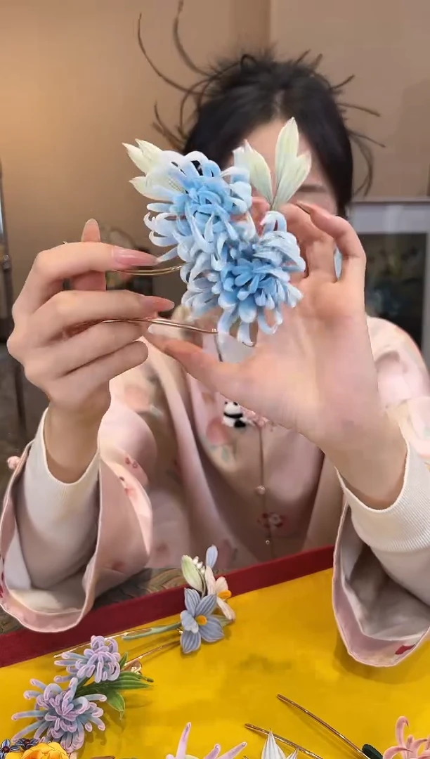 刺绣 非遗绒花（发饰）