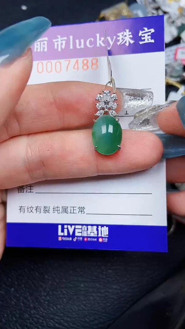 颈饰银S925镶嵌翡翠7488