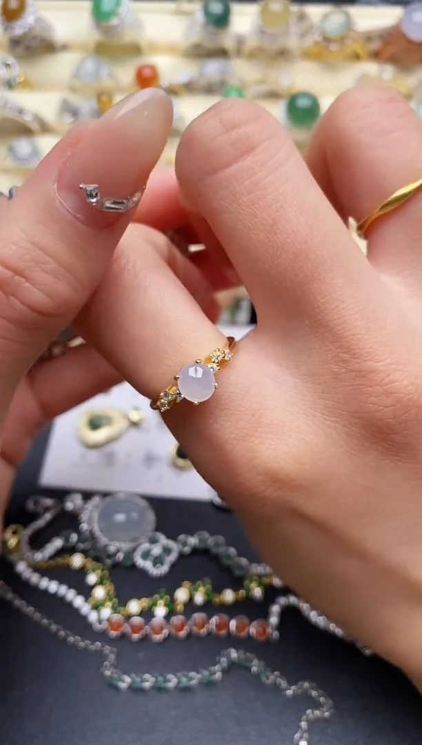 【闪购商品】翡翠戒指银S925镶嵌555555+8