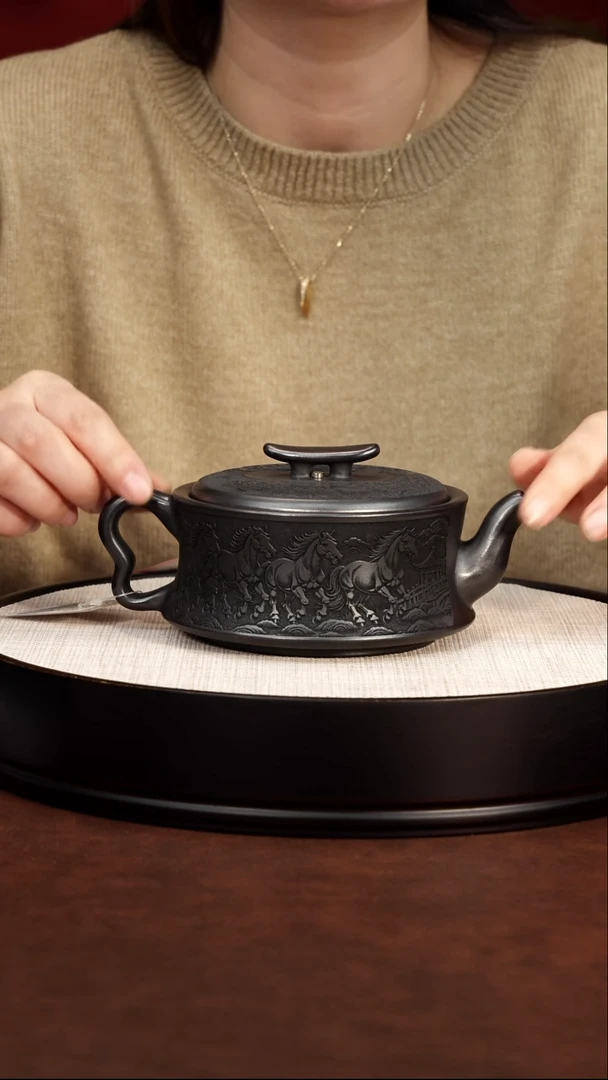 茶壶紫砂石黄 金马玉堂