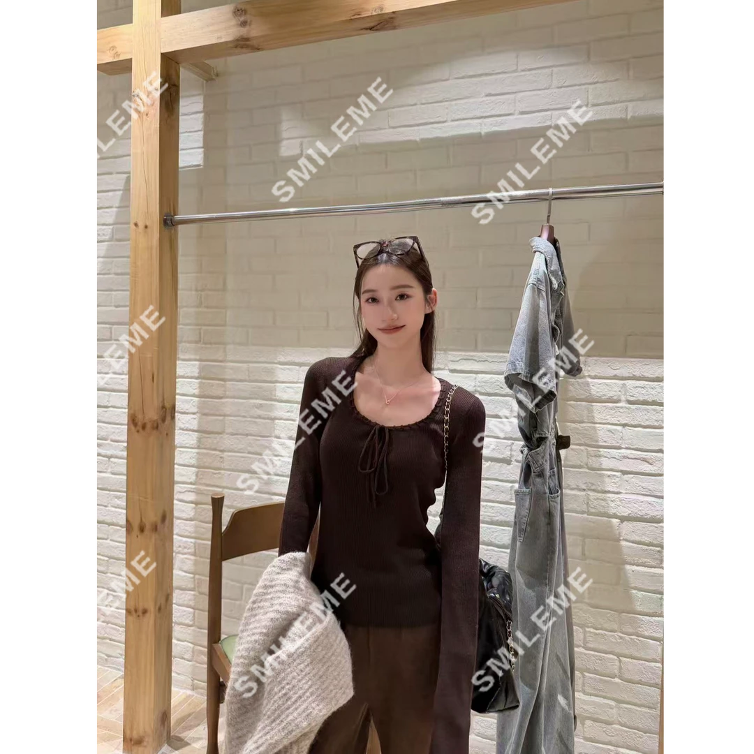 SMILEME【白露未晞】秋季穿搭羊毛混纺设计感长袖上衣MK08125410