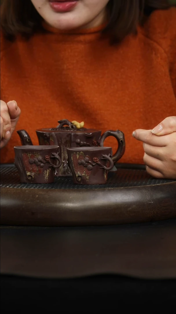 茶壶紫砂老紫泥 树桩套组