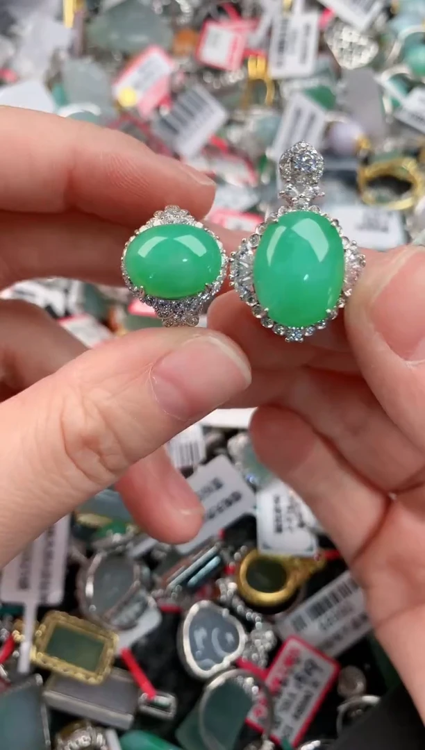 银S925镶嵌戒指翡翠555---5