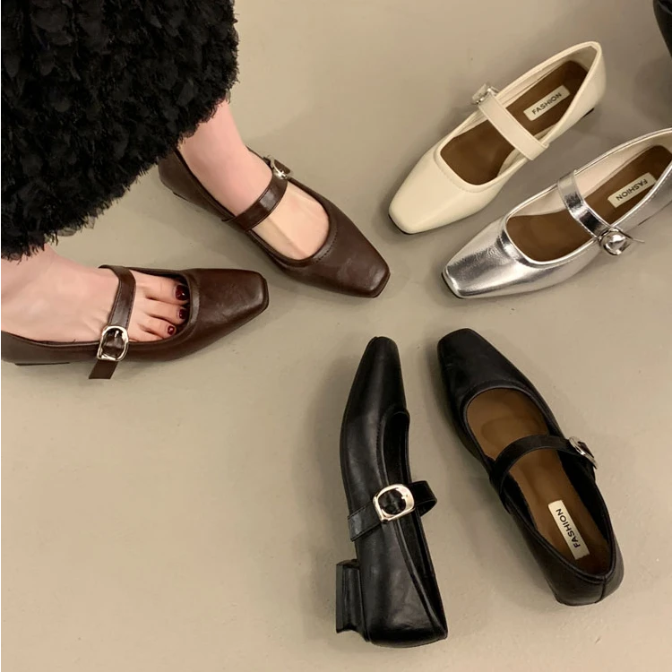 方头玛丽珍鞋女2025春季新款一字扣带洋气女鞋秋季新款2025爆款