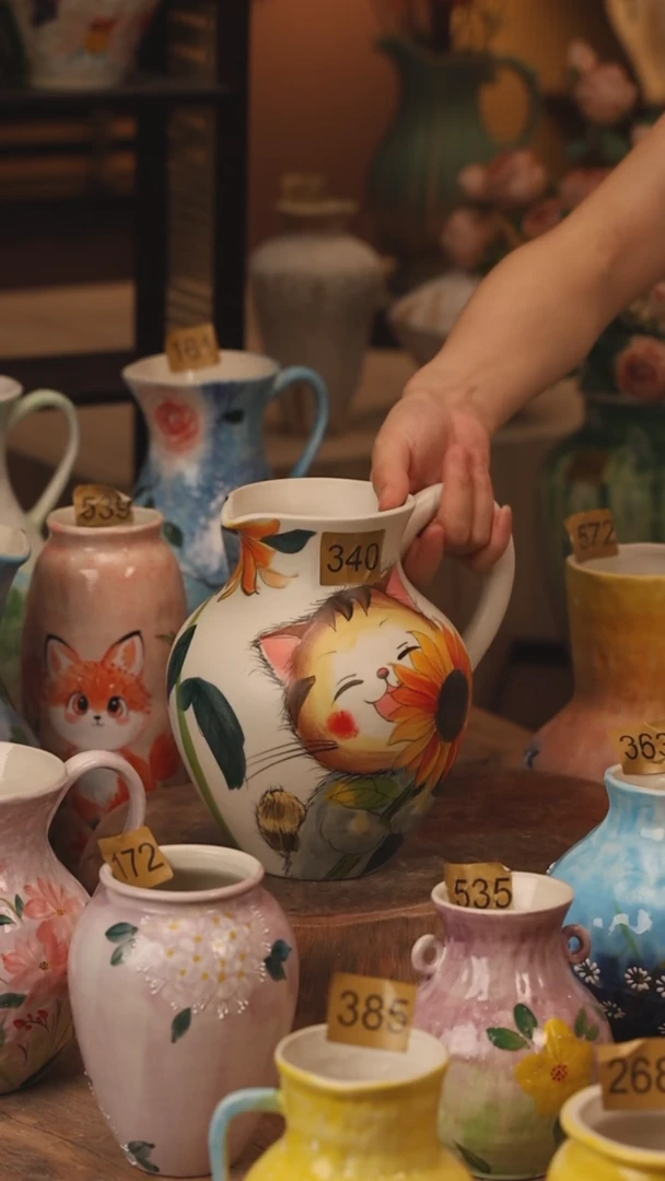 陶瓷340景德镇设计师手作花器摆件侘寂风