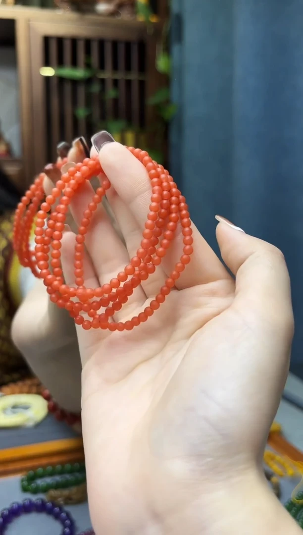 未镶嵌长串南红玛瑙南红小米珠长串4mm+JY
