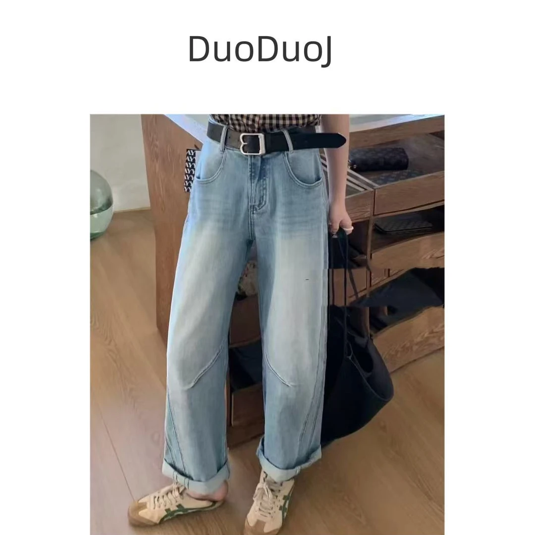 【DuoDuoJ】【661872牛仔裤】春款韩版休闲高腰水洗设计感牛仔裤