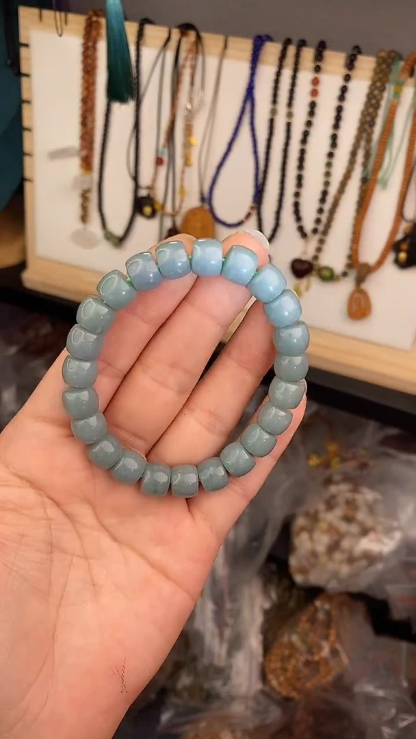 未镶嵌手串翡翠蓝翡直切单圈