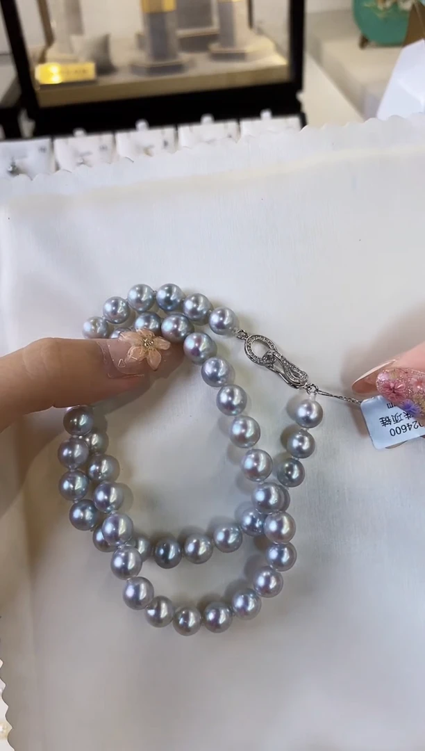 项链未镶嵌海水珍珠8-9真多麻项链