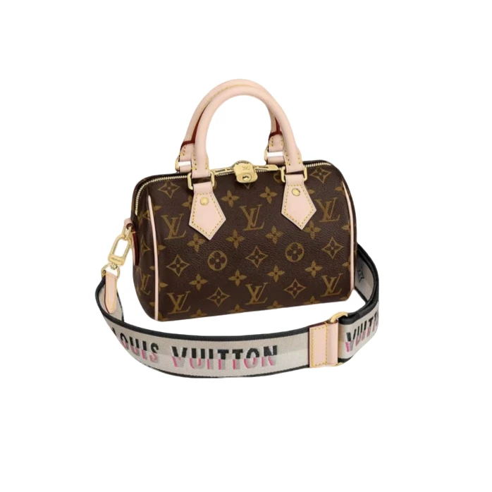 未使用 LouisVuitton/路易威登 Speedy20手袋 拼黑/棕色肩带