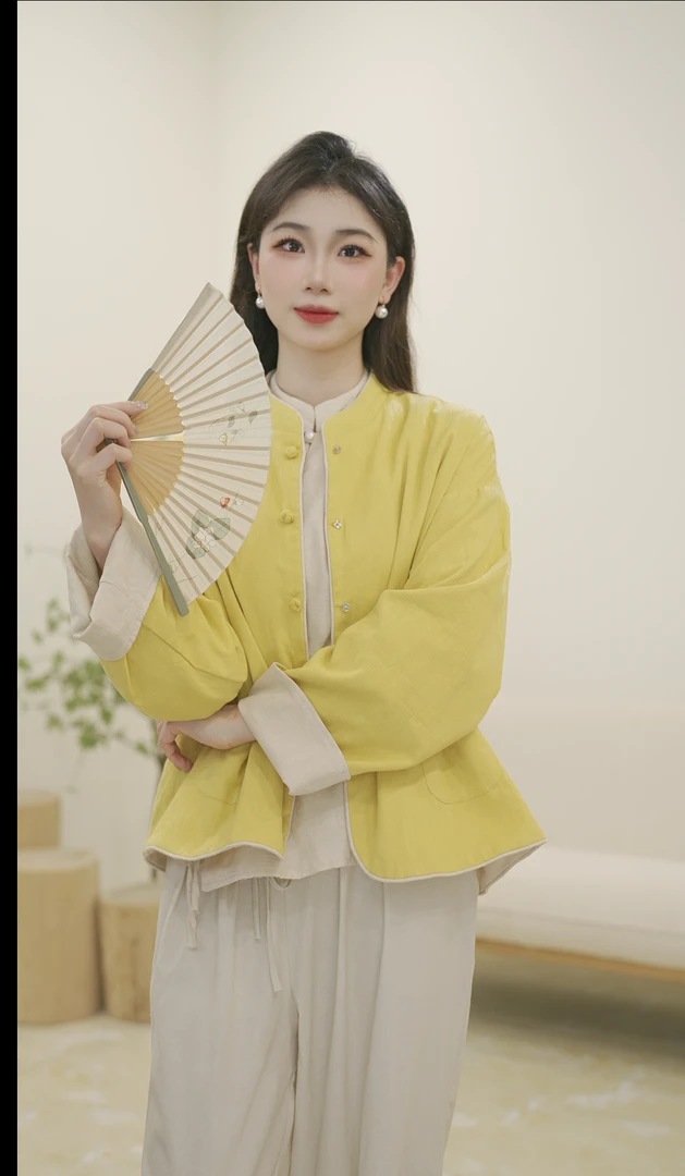 双面穿春秋款外套  新中式手工盘扣风衣外套
