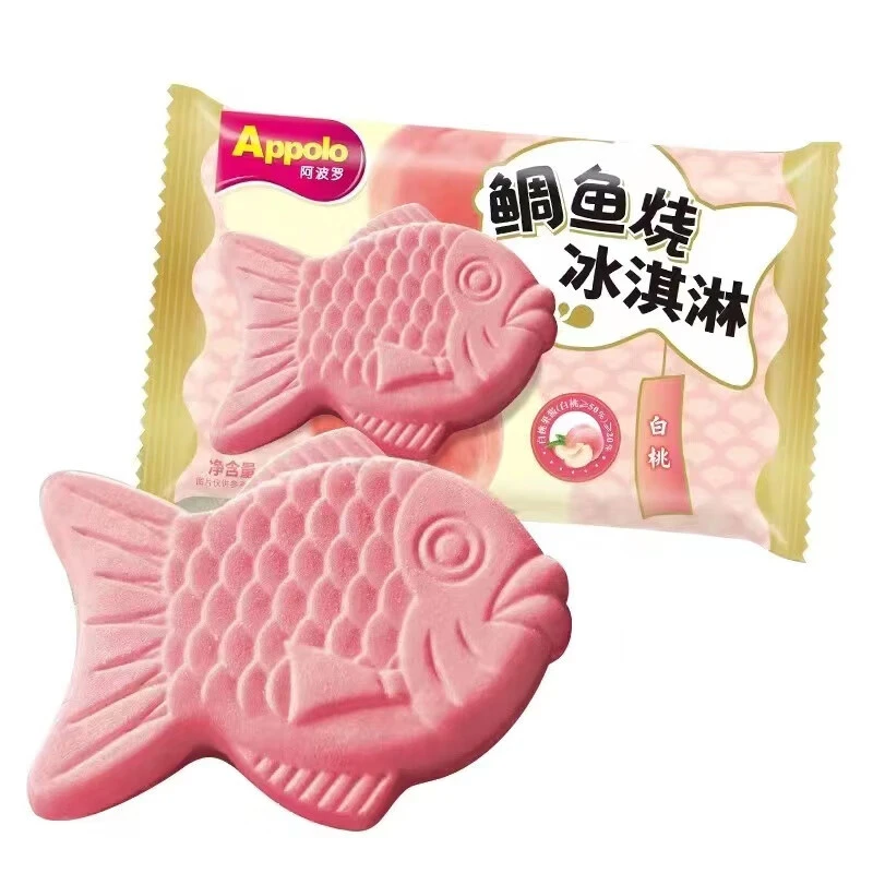 阿波罗 鲷鱼烧白桃冰淇淋 88g/支网红雪糕