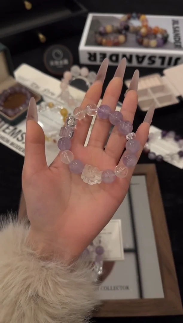 未镶嵌手链水晶紫兔毛x3666