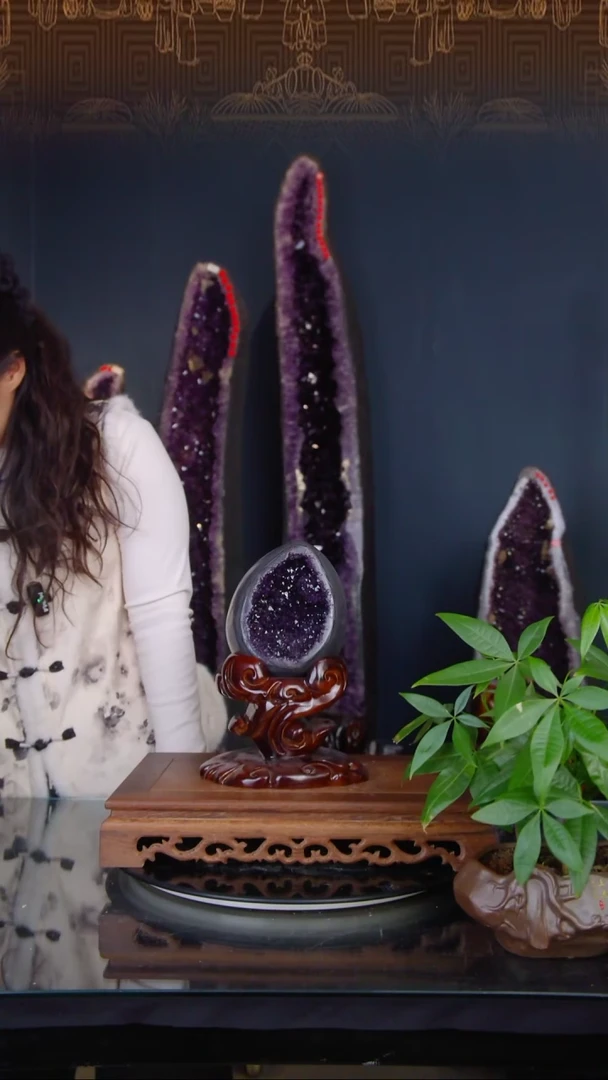 石材天然紫水晶摆件