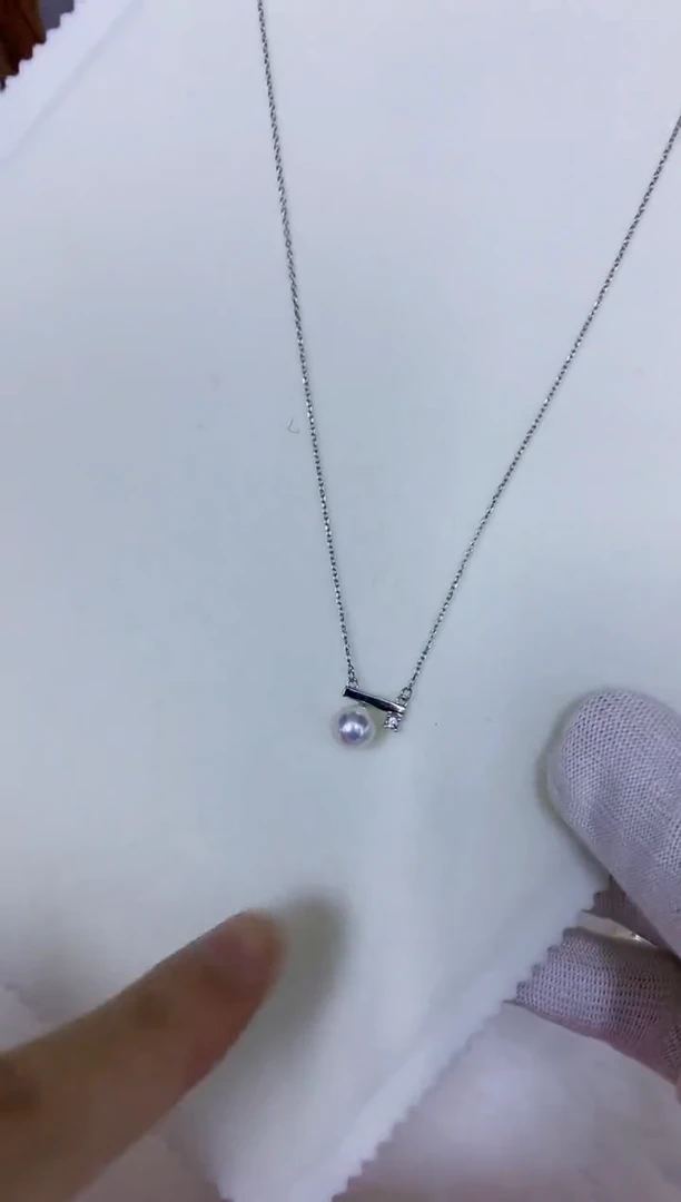 银S925镶嵌海水珍珠饰品银色平衡木套链