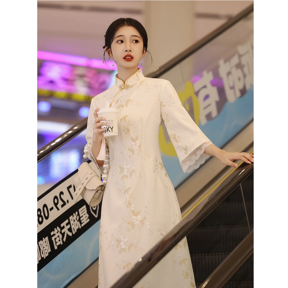 【怦然心动】中国风改良小个子透气旗袍连衣裙国风显瘦单层衣长110