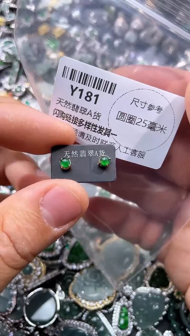 【闪购商品】翡翠颈饰未镶嵌Y181耳钉