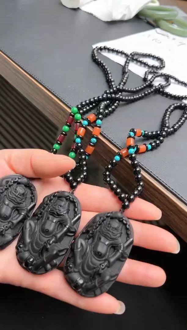 【闪购商品】黑曜岩吊坠(赠链)合金A2黑曜石吊坠多样性发其一