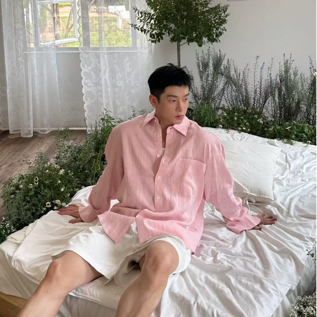 BOYZTUFF【纯亚麻】男士长袖休闲纯色时尚衬衣