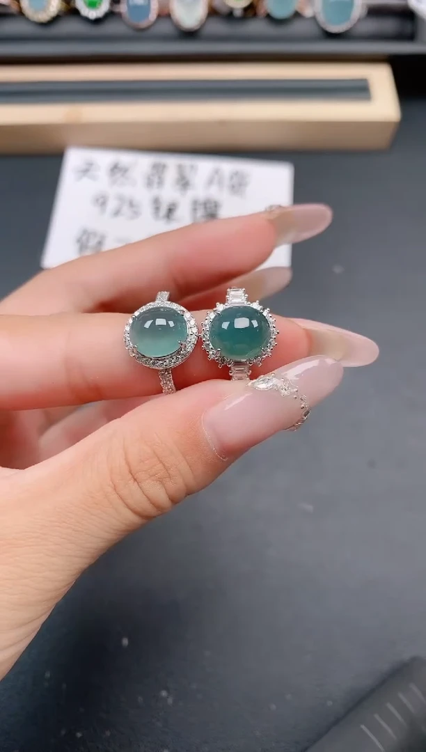 银S925镶嵌戒指翡翠1