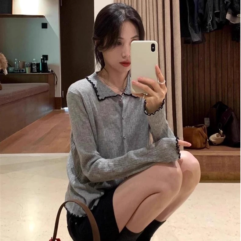 秋装搭配ootd气质穿搭小香风高级感巨好看翻领短款针织开衫上衣女