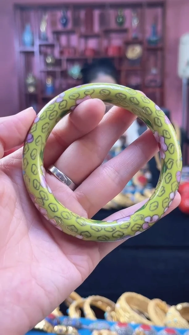 非遗 景泰蓝棍镯 60/宽版 嫩绿