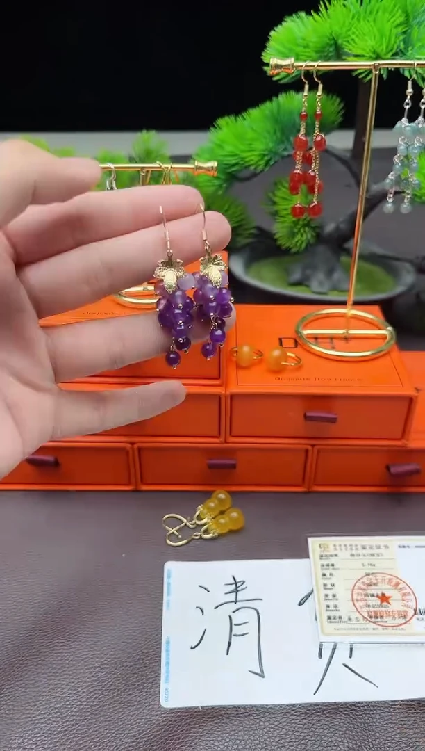 紫晶耳饰银S925镶嵌439